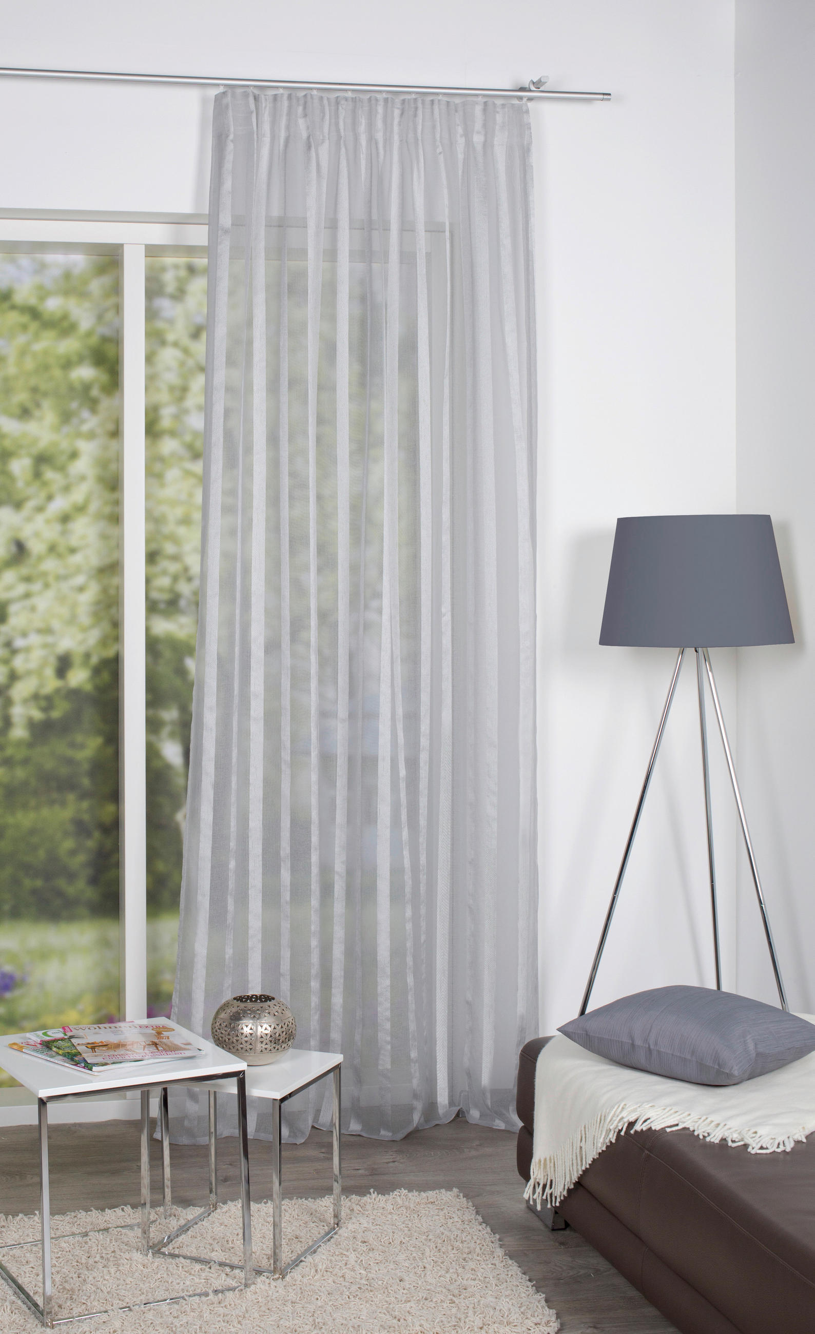 FERTIGVORHANG transparent  - Grau, Basics, Textil (140/245cm)