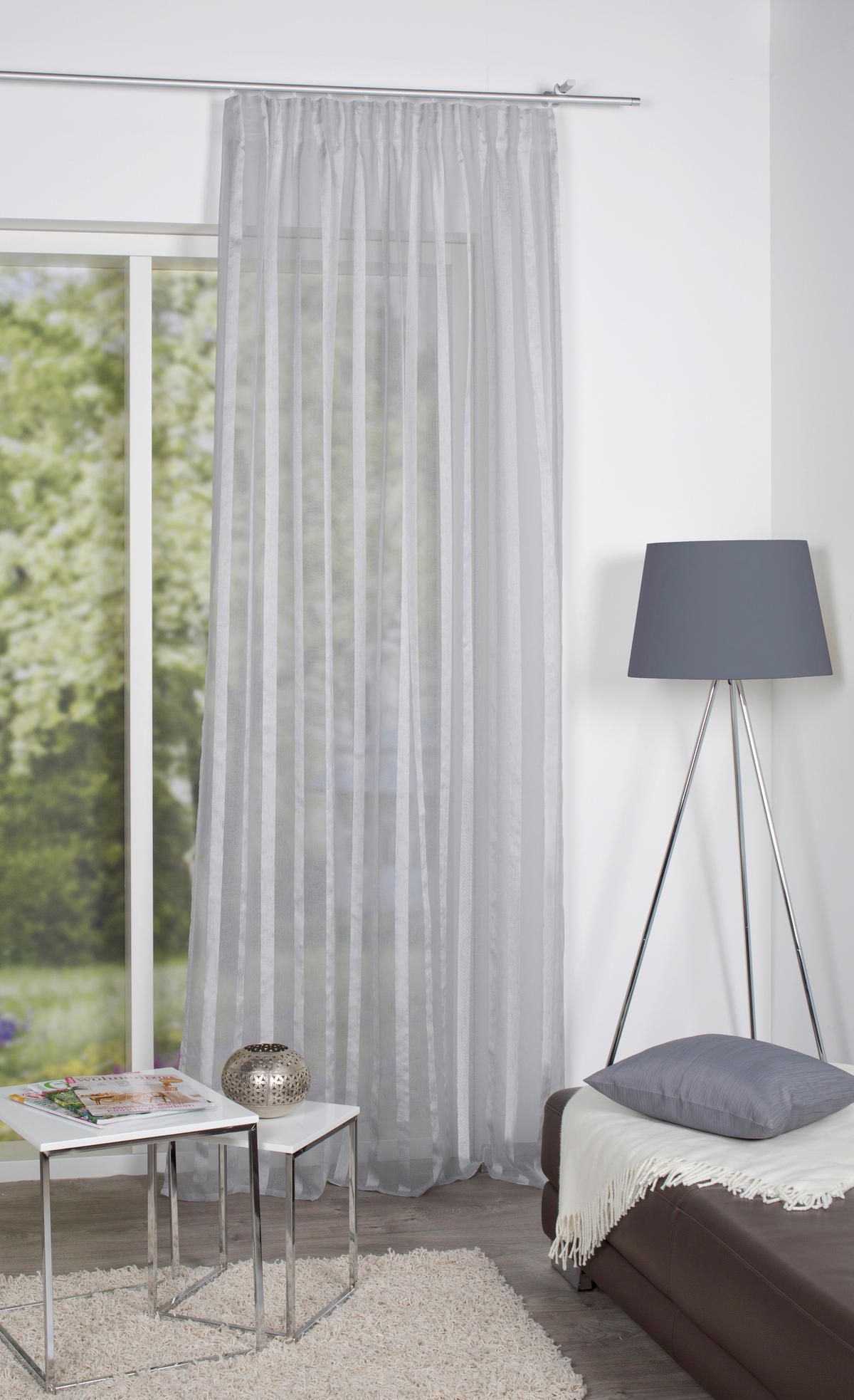 FERTIGVORHANG  transparent  140/245 cm   - Grau, Basics, Textil (140/245cm)