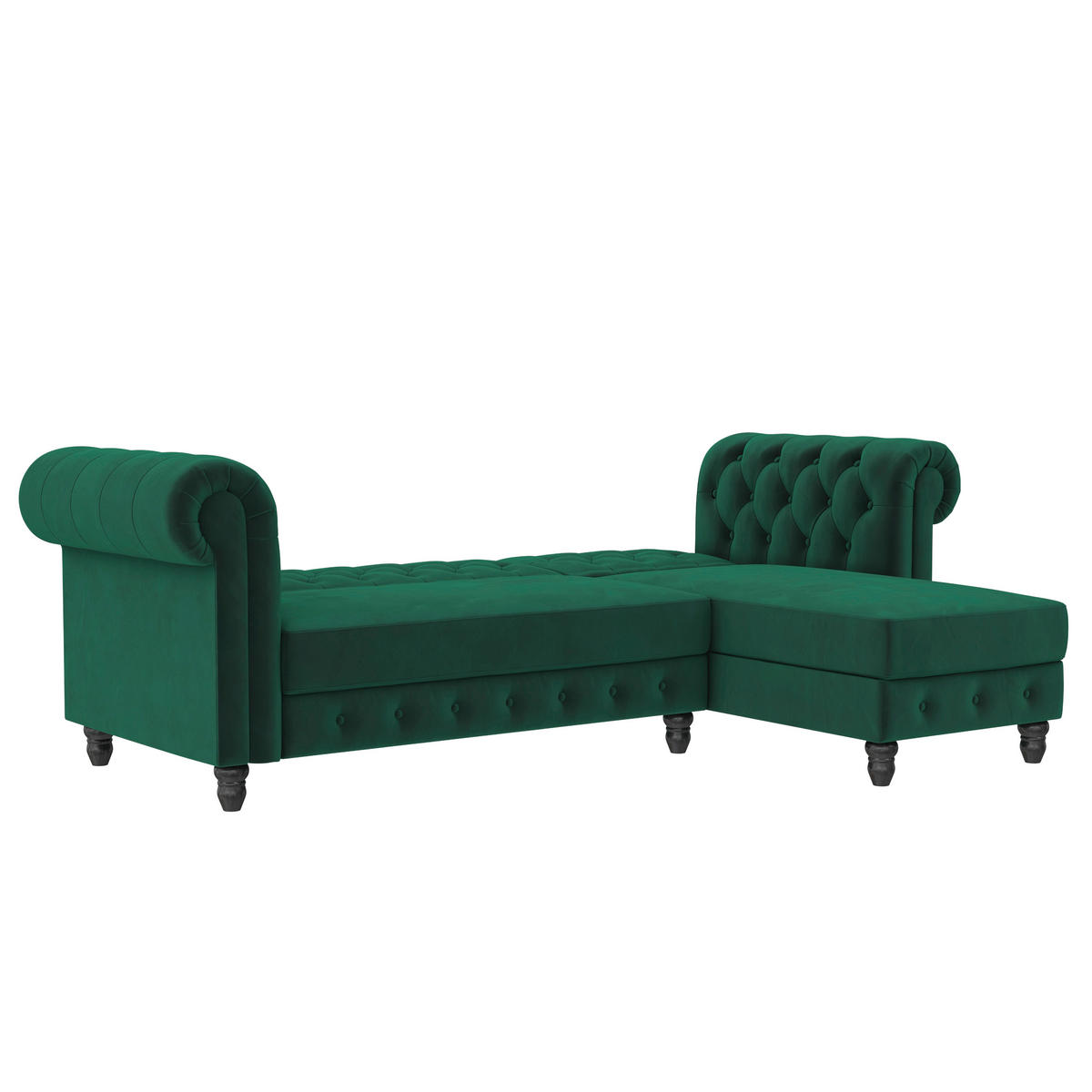 ECKSOFA FIRENZE in Velours Dunkelgrün  - Dunkelgrün/Schwarz, Basics, Holz/Textil (241/154cm) - Livetastic