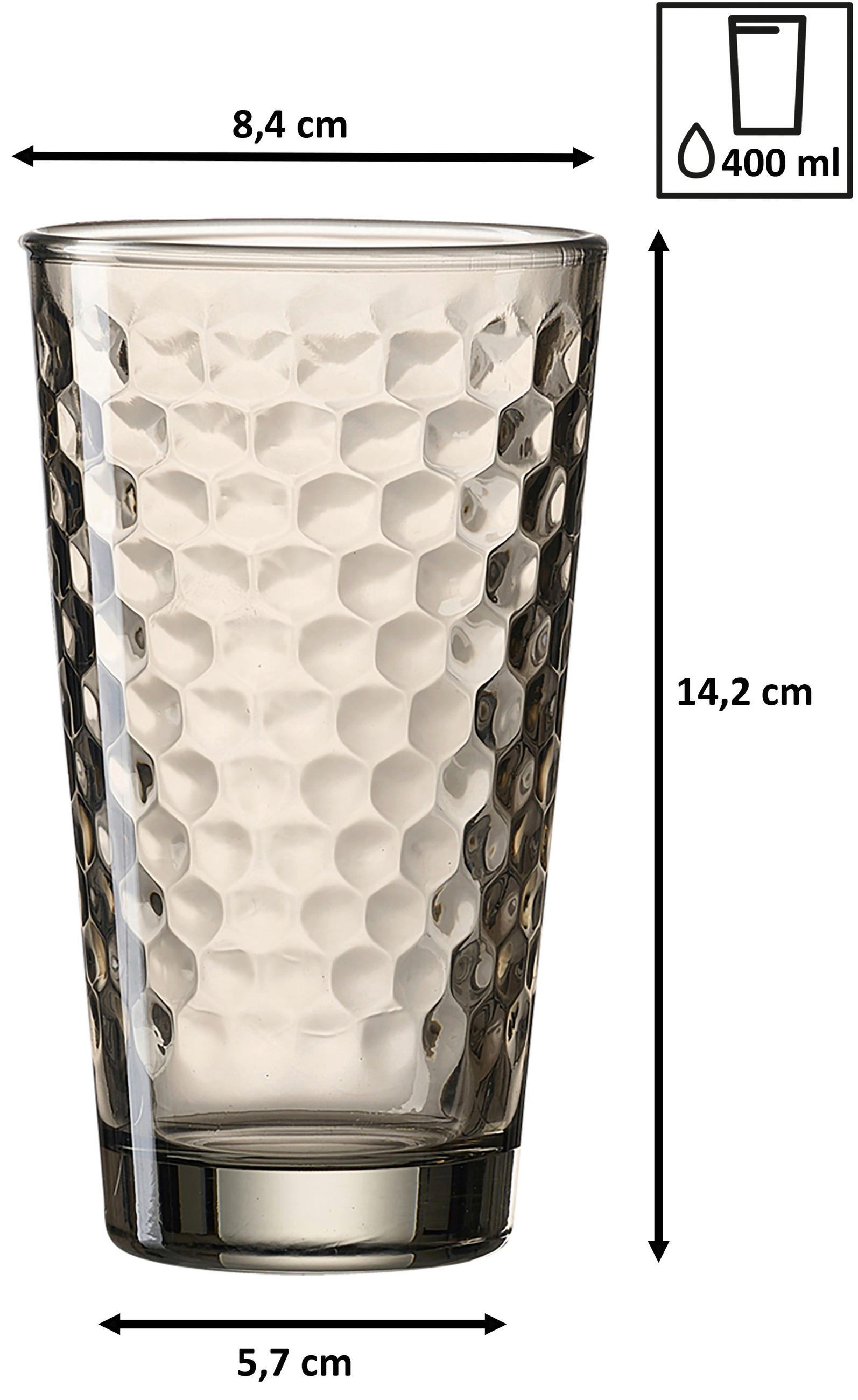 GLÄSERSET Favo  4-teilig  - Anthrazit, KONVENTIONELL, Glas (400ml) - Ritzenhoff Breker