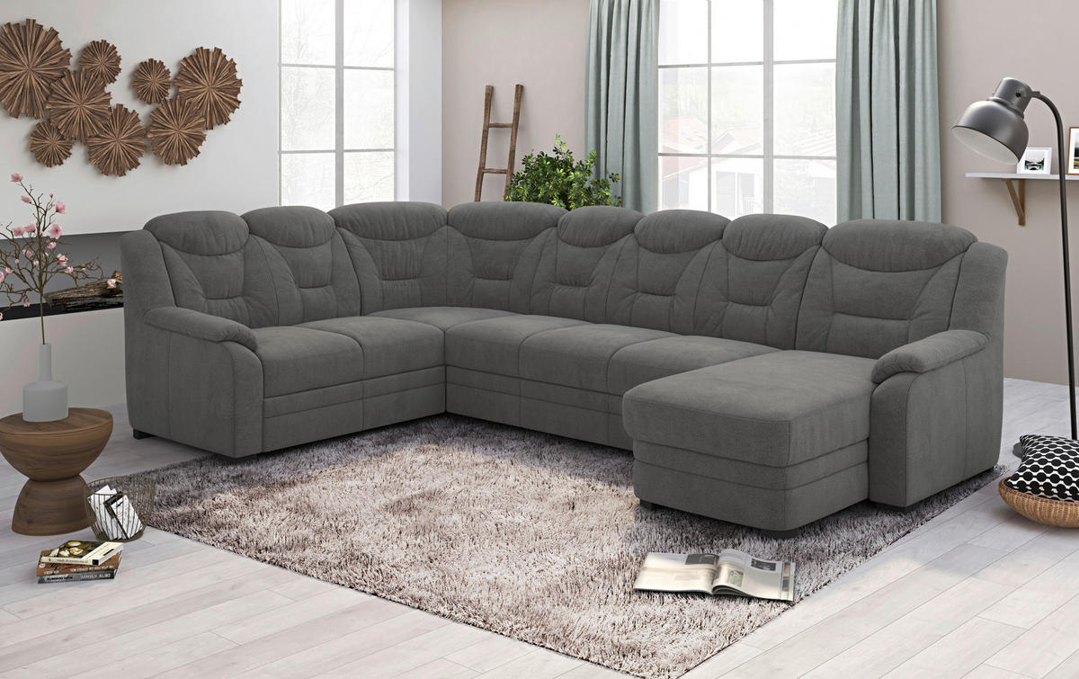 WOHNLANDSCHAFT in Chenille Anthrazit  - Anthrazit/Schwarz, Basics, Kunststoff/Textil (211/330/162cm) - MID.YOU