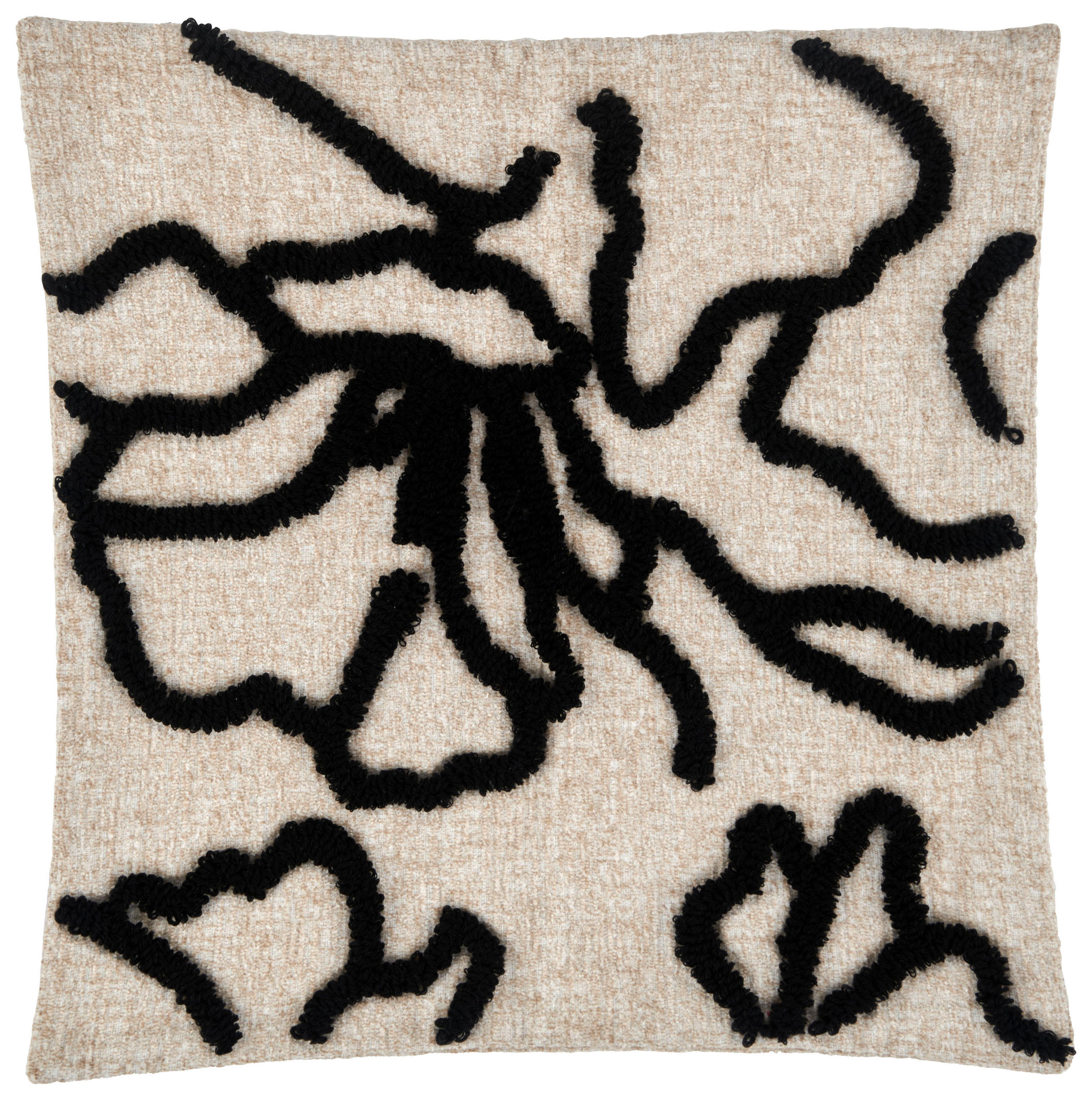 ZIERKISSEN  45/45 cm   - Schwarz/Naturfarben, KONVENTIONELL, Textil (45/45cm) - Esposa