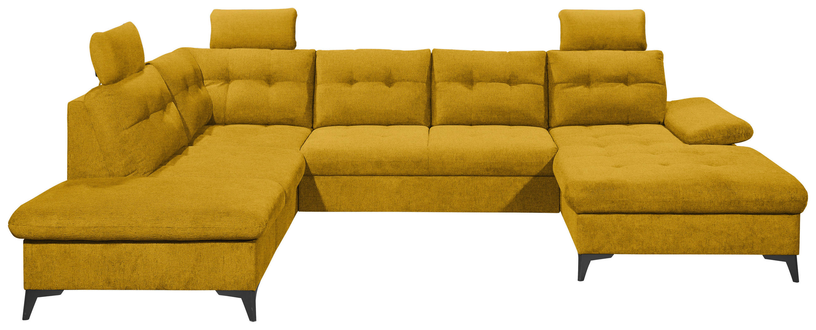 WOHNLANDSCHAFT Gelb Webstoff  - Gelb/Schwarz, KONVENTIONELL, Kunststoff/Textil (218/324/170cm) - Carryhome