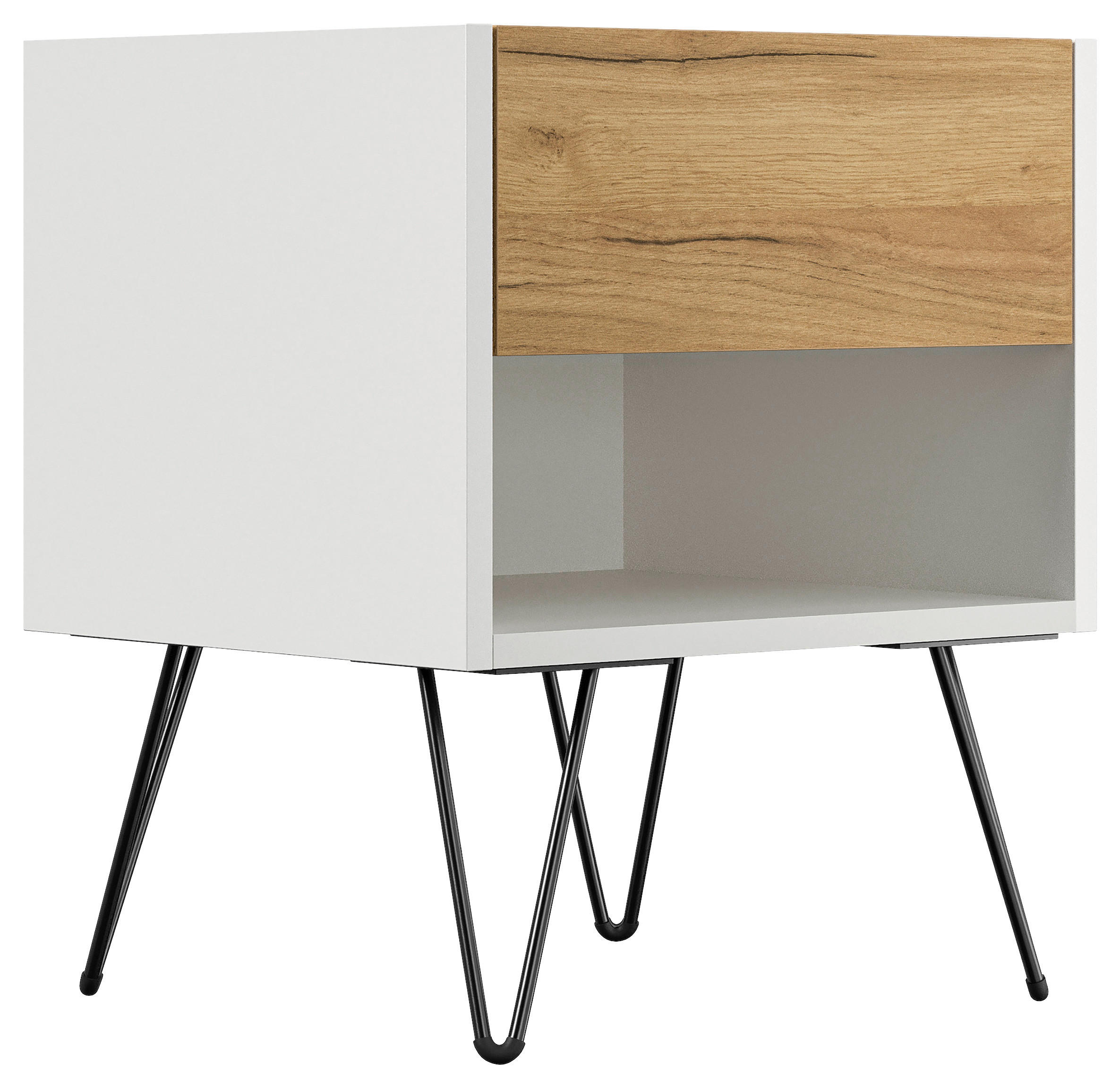 NACHTTISCH 41,2/50/35,6 cm  - Eichefarben/Schwarz, Basics, Holzwerkstoff/Metall (41,2/50/35,6cm) - MID.YOU