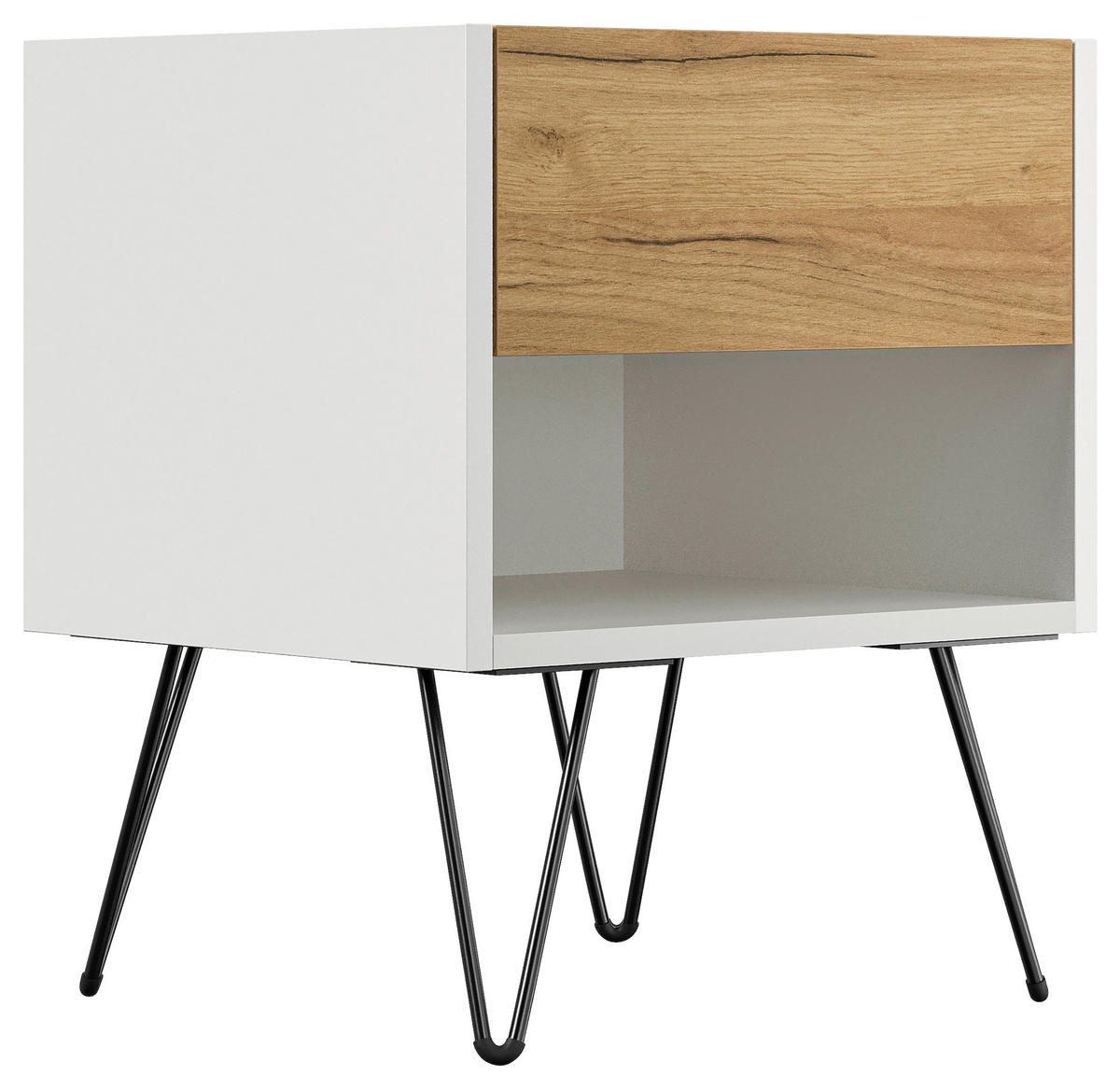 NACHTTISCH 41,2/50/35,6 cm  - Eichefarben/Schwarz, Basics, Holzwerkstoff/Metall (41,2/50/35,6cm) - MID.YOU