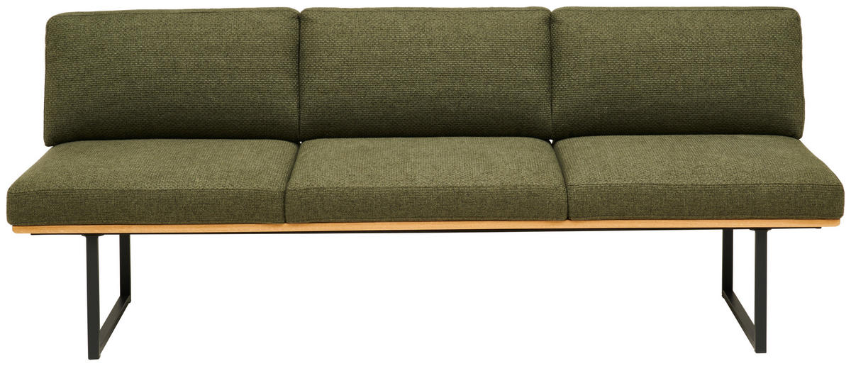 SITZBANK Holz, Metall, Textil Graphitfarben, Dunkelgrün  - Dunkelgrün/Graphitfarben, Design, Holz/Textil (220/86/68cm) - Cassando