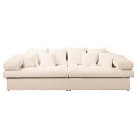 BIGSOFA Naomi Teddystoff Creme  - Creme/Schwarz, Design, Kunststoff/Textil (284/94/148cm) - Livetastic