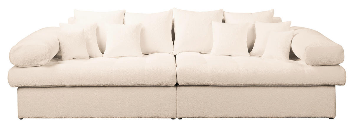 BIGSOFA Naomi Teddystoff Creme  - Creme/Schwarz, Design, Kunststoff/Textil (284/94/148cm) - Livetastic