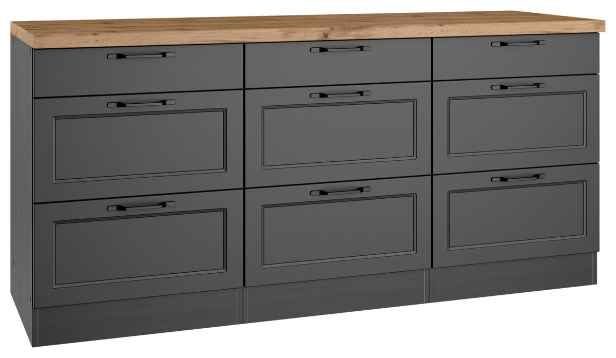 BÄNKSKÅP 180/86/60 cm  i grå, ek Wotan  - ek Wotan/grå, Lifestyle, metall/trämaterial (180/86/60cm) - Held