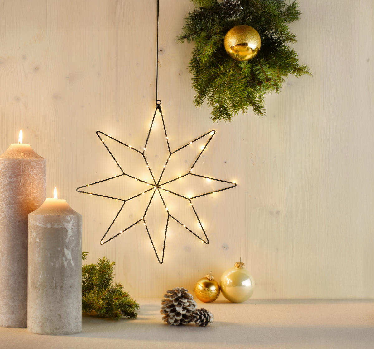 DEKOSTERN  - Schwarz, KONVENTIONELL, Metall (40cm) - X-Mas