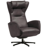 RELAXSESSEL Leder Mokka  - Schwarz/Mokka, Design, Leder/Metall (75/106/86cm) - Valdera