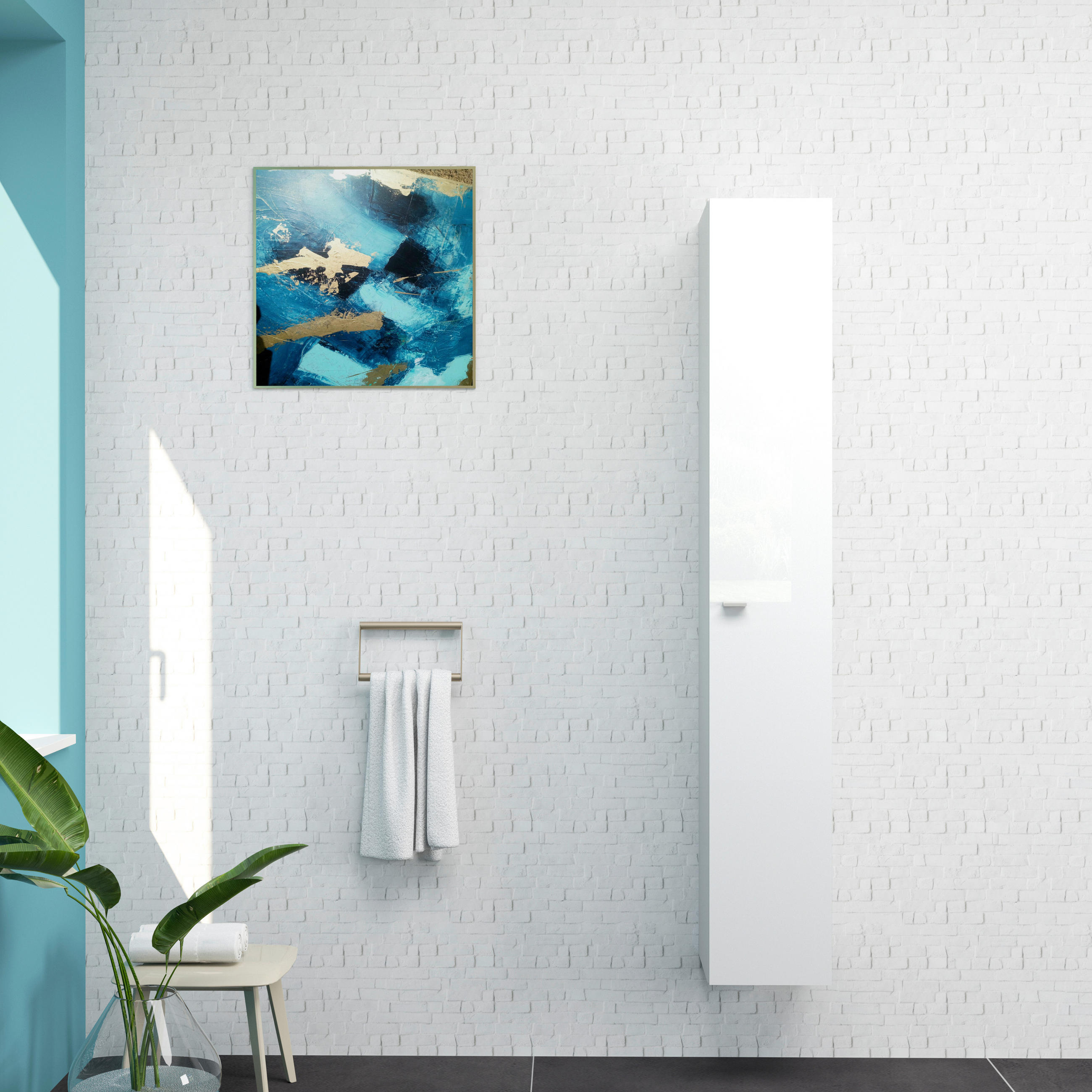 SREDNJE VISOKA OMARA 25/160/25 cm  - bela/barve aluminija, kovina/steklo (25/160/25cm) - Italstyle