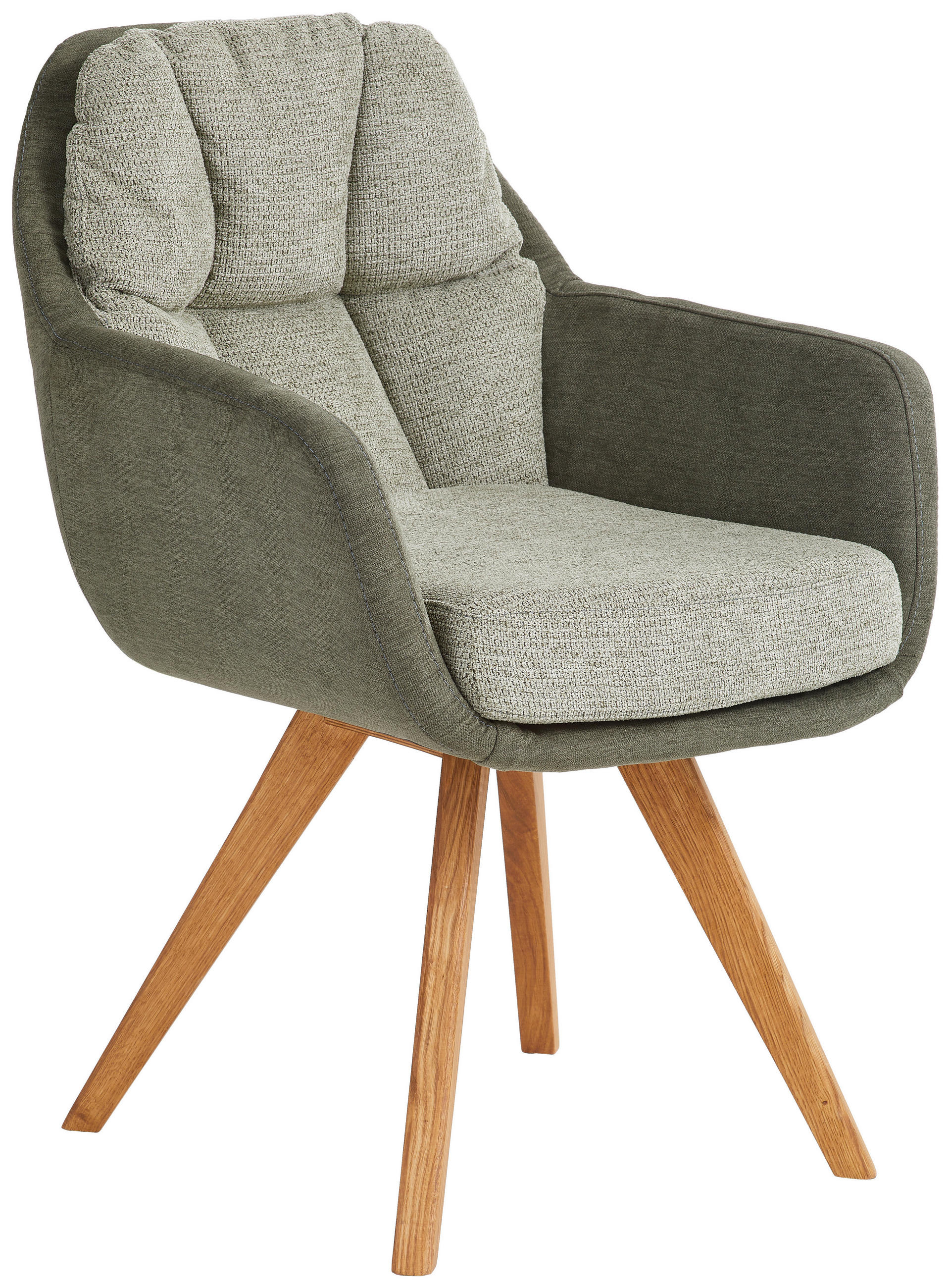 ARMLEHNSTUHL  in Flachgewebe  - Eichefarben/Olivgrün, Design, Holz/Textil (65/85/68cm) - Linea Natura