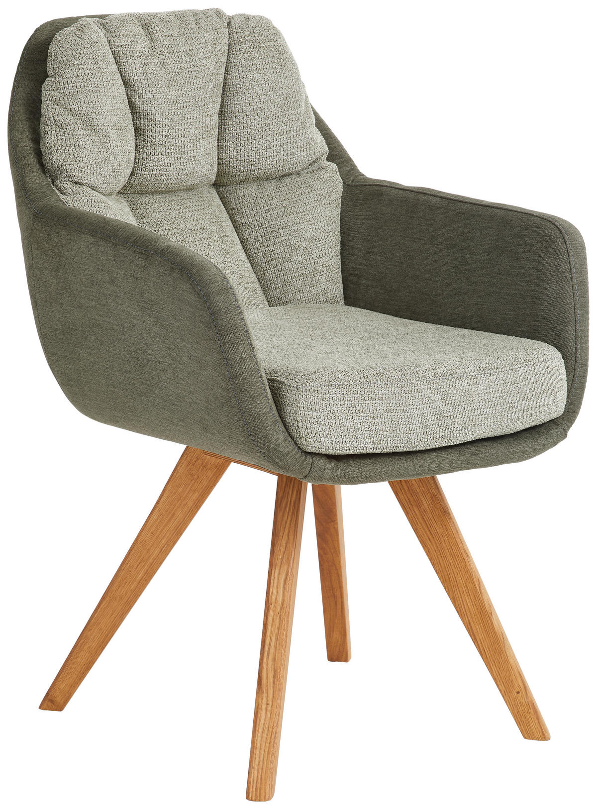 ARMLEHNSTUHL  in Flachgewebe  - Eichefarben/Olivgrün, Design, Holz/Textil (65/85/68cm) - Linea Natura