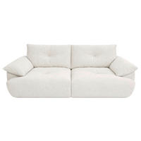 BIGSOFA Webstoff Creme  - Creme/Schwarz, KONVENTIONELL, Kunststoff/Textil (243/90,5/130cm) - Ambia Home
