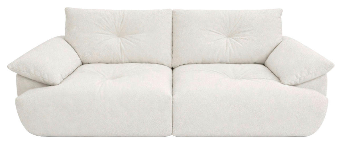 BIGSOFA Webstoff Creme  - Creme/Schwarz, KONVENTIONELL, Kunststoff/Textil (243/90,5/130cm) - Ambia Home