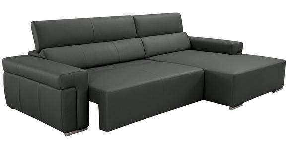 ECKSOFA DUA in Echtleder Anthrazit  293/170 cm  - Chromfarben/Anthrazit, Design, Leder/Metall (293/170cm) - Novel