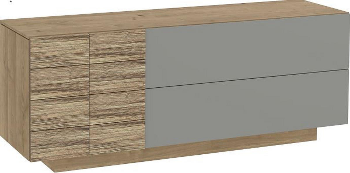 TÁLALÓSZEKRÉNY 192/73,4/51,8 cm  - tölgyfa színű/szürke, Natur, Üveg/fa (192/73,4/51,8cm) - Voglauer