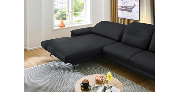 ECKSOFA in Echtleder Anthrazit 193/332 cm - Anthrazit/Schwarz, Design, Leder/Metall (193/332cm) - Dieter Knoll