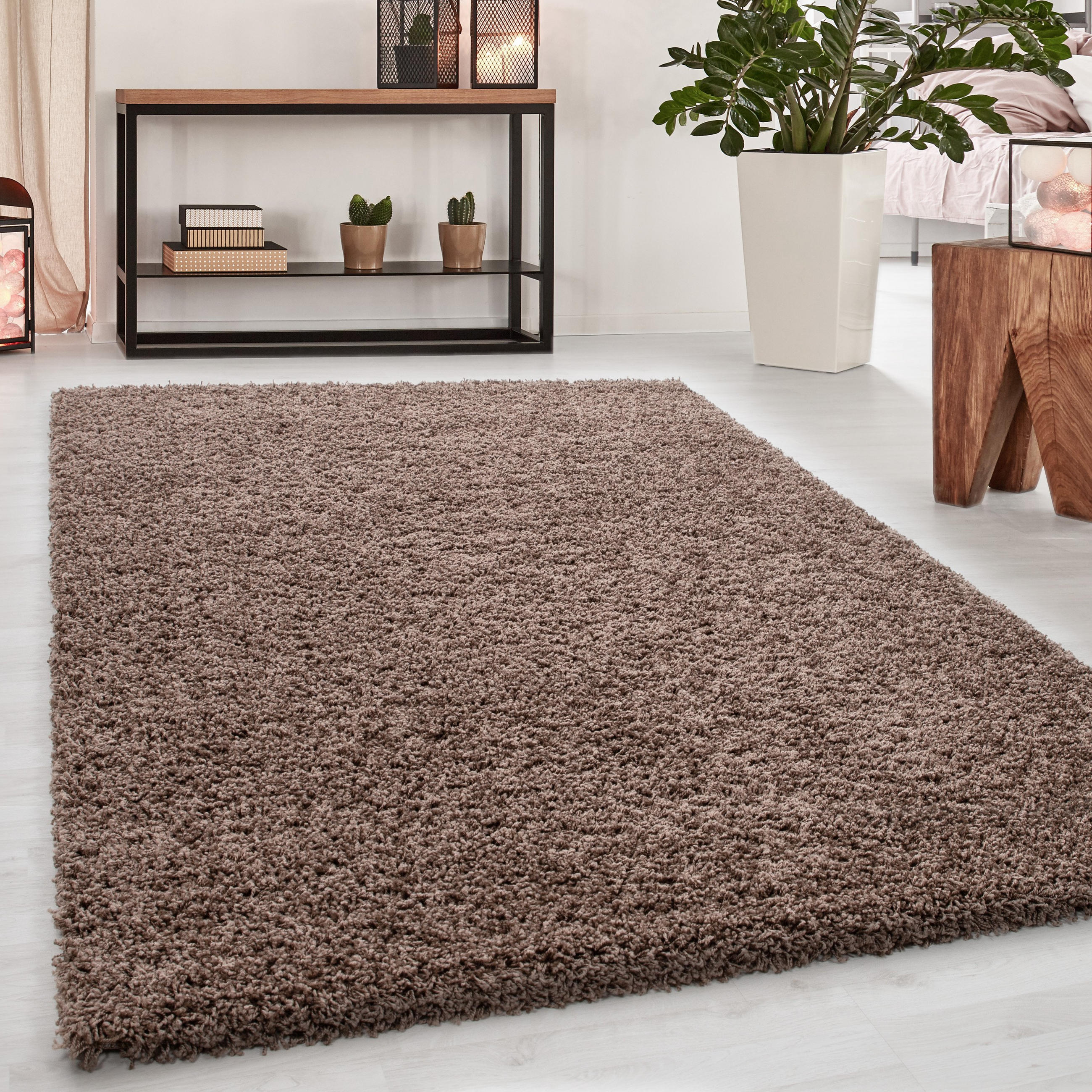 Hochflorteppich in Taupe 200x290 cm im Shop kaufen