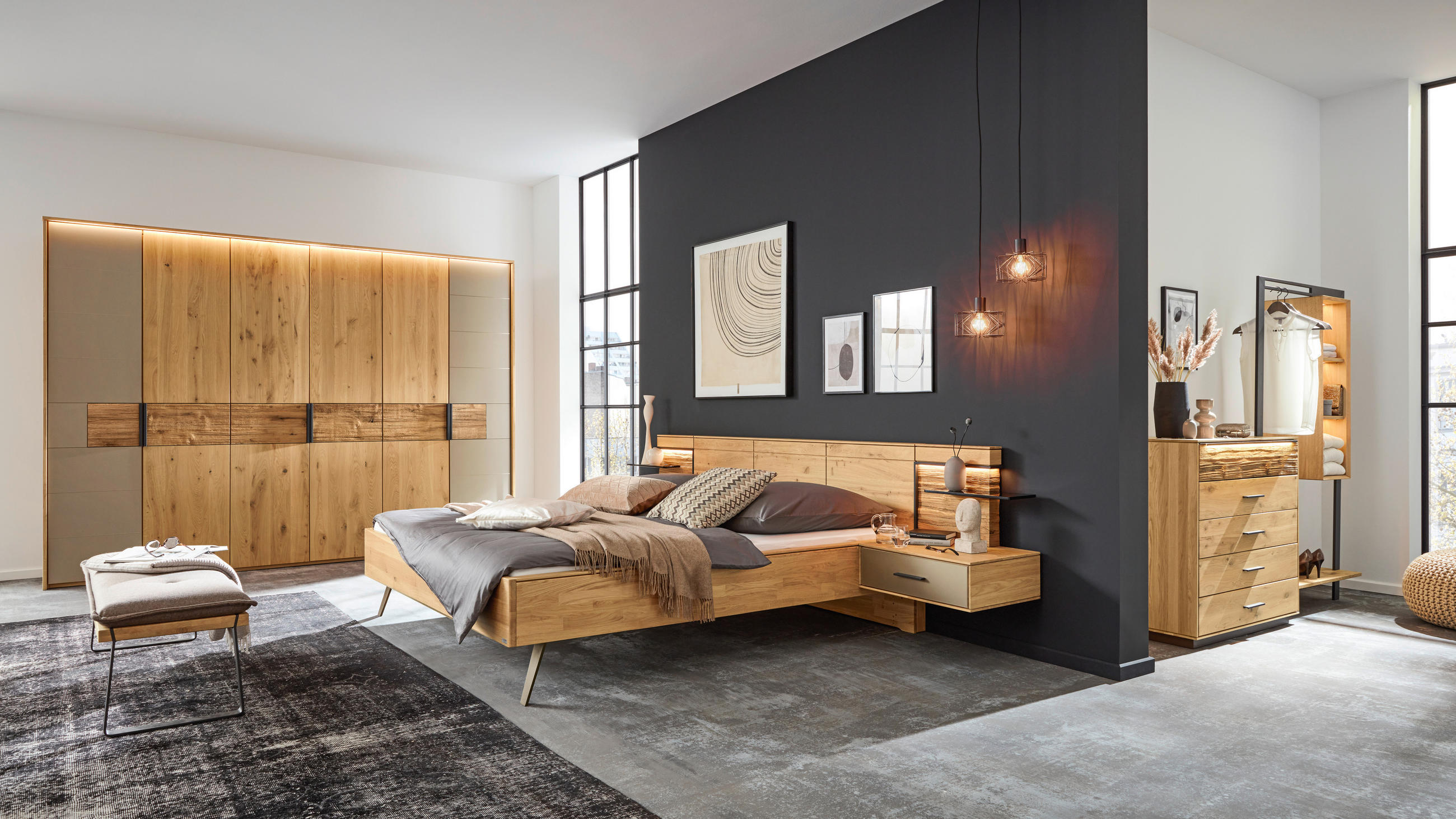 KLEIDERSCHRANK  in Braun, Wildeiche  - Wildeiche/Braun, Natur, Glas/Holz (299/225/57cm) - Valdera