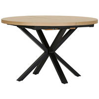 ESSTISCH 120-160/120/77 cm Echtholz  Holz ausziehbar rund Schwarz, Eichefarben  - Eichefarben/Schwarz, KONVENTIONELL, Holz/Metall (120-160/120/77cm) - Milino