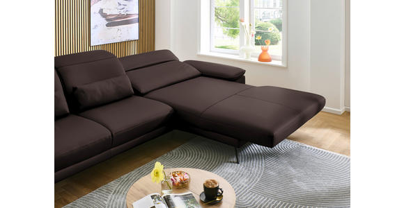 ECKSOFA in Echtleder Braun  - Schwarz/Braun, Design, Leder/Metall (332/193cm) - Dieter Knoll