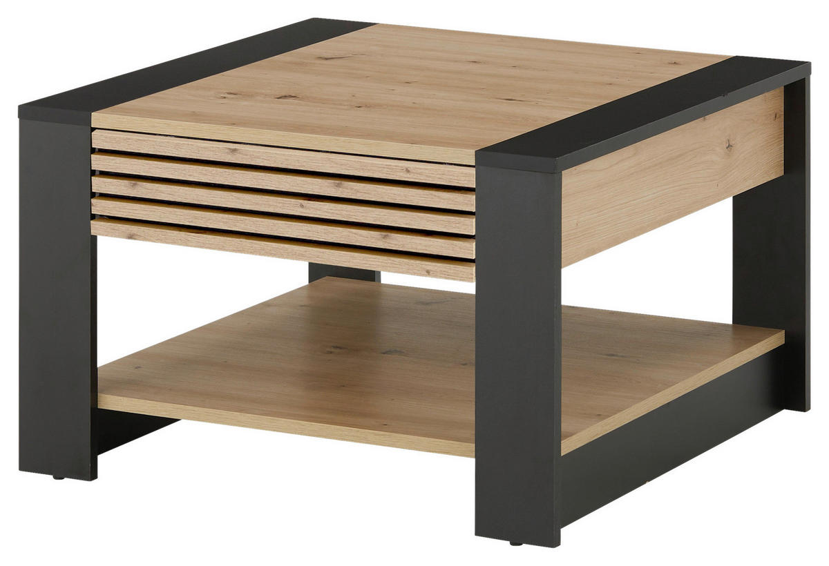 COUCHTISCH quadratisch Schwarz, Eiche Artisan  - Schwarz/Eiche Artisan, Design, Holzwerkstoff (70/42/70cm) - Livetastic