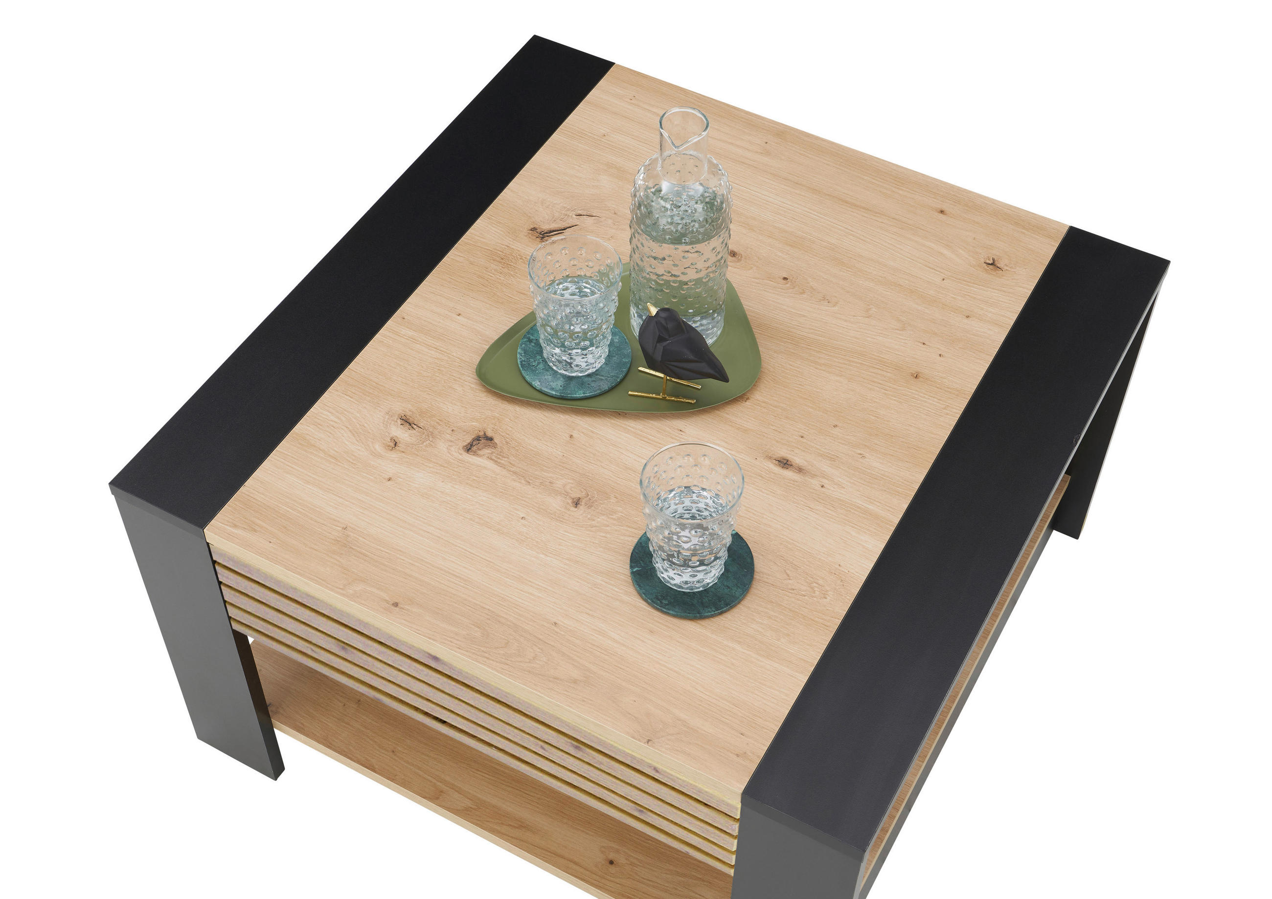 Thumbnail - Livetastic Couchtisch, Schwarz, Eiche Artisan, Holzwerkstoff, quadratisch, eckig, 70x42x70 cm, Wohnzimmer, Wohnzimmertis...