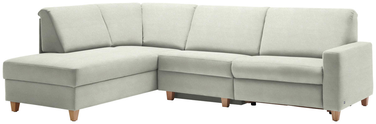 ECKSOFA in Flachgewebe Silberfarben  203/261 cm  - Eichefarben/Silberfarben, KONVENTIONELL, Holz/Textil (203/261cm) - Sedda