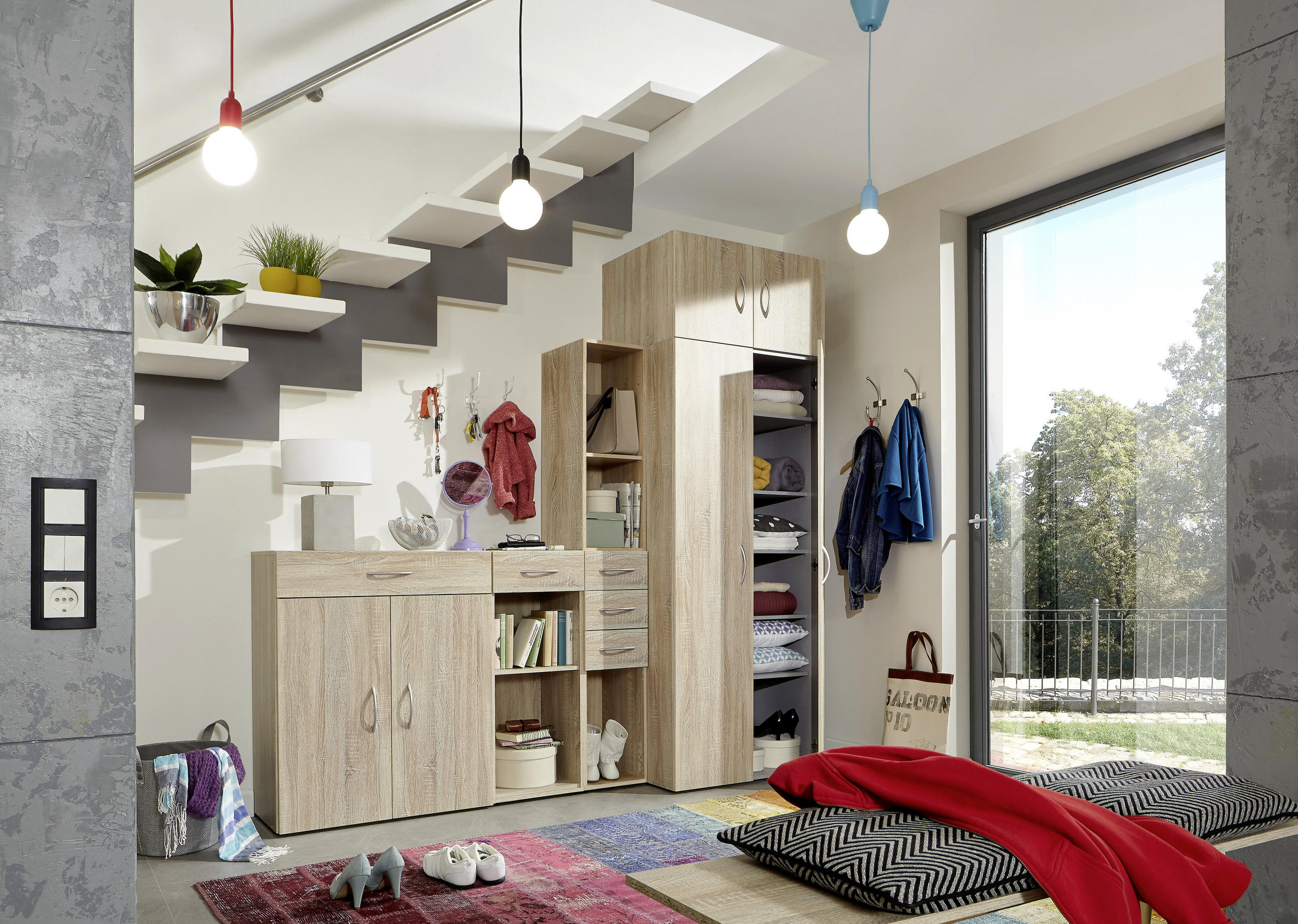 MEHRZWECKSCHRANK 80/185/40 cm  in Eichefarben  - Eichefarben/Erlefarben, KONVENTIONELL, Holzwerkstoff/Kunststoff (80/185/40cm) - Xora