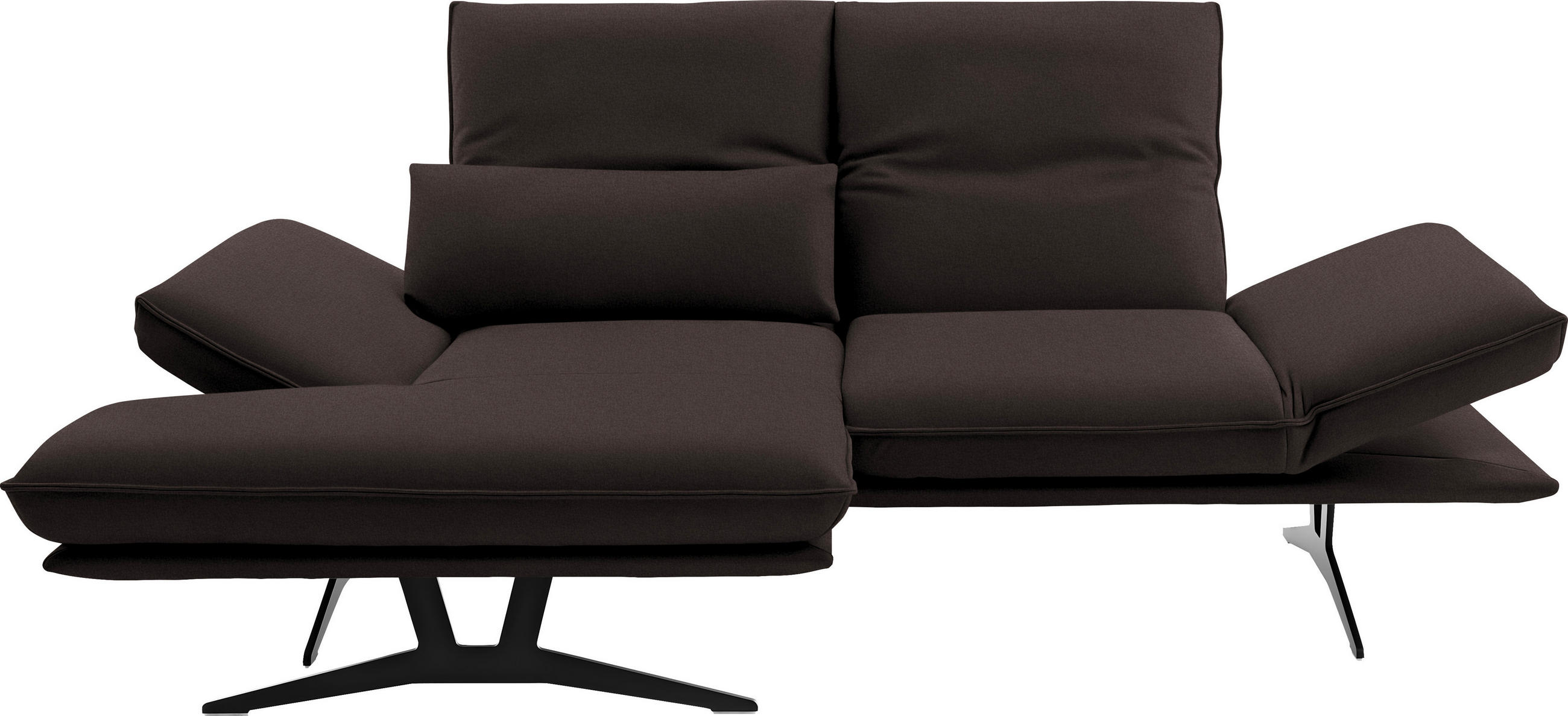 ECKSOFA in Echtleder Braun  - Gelb/Schwarz, Design, Leder/Metall (130/210cm) - Dieter Knoll