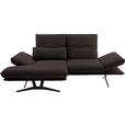 ECKSOFA in Echtleder Braun  - Gelb/Schwarz, Design, Leder/Metall (130/210cm) - Dieter Knoll