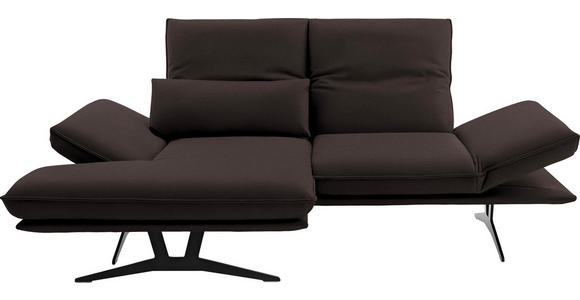 ECKSOFA in Echtleder Braun  - Gelb/Schwarz, Design, Leder/Metall (130/210cm) - Dieter Knoll