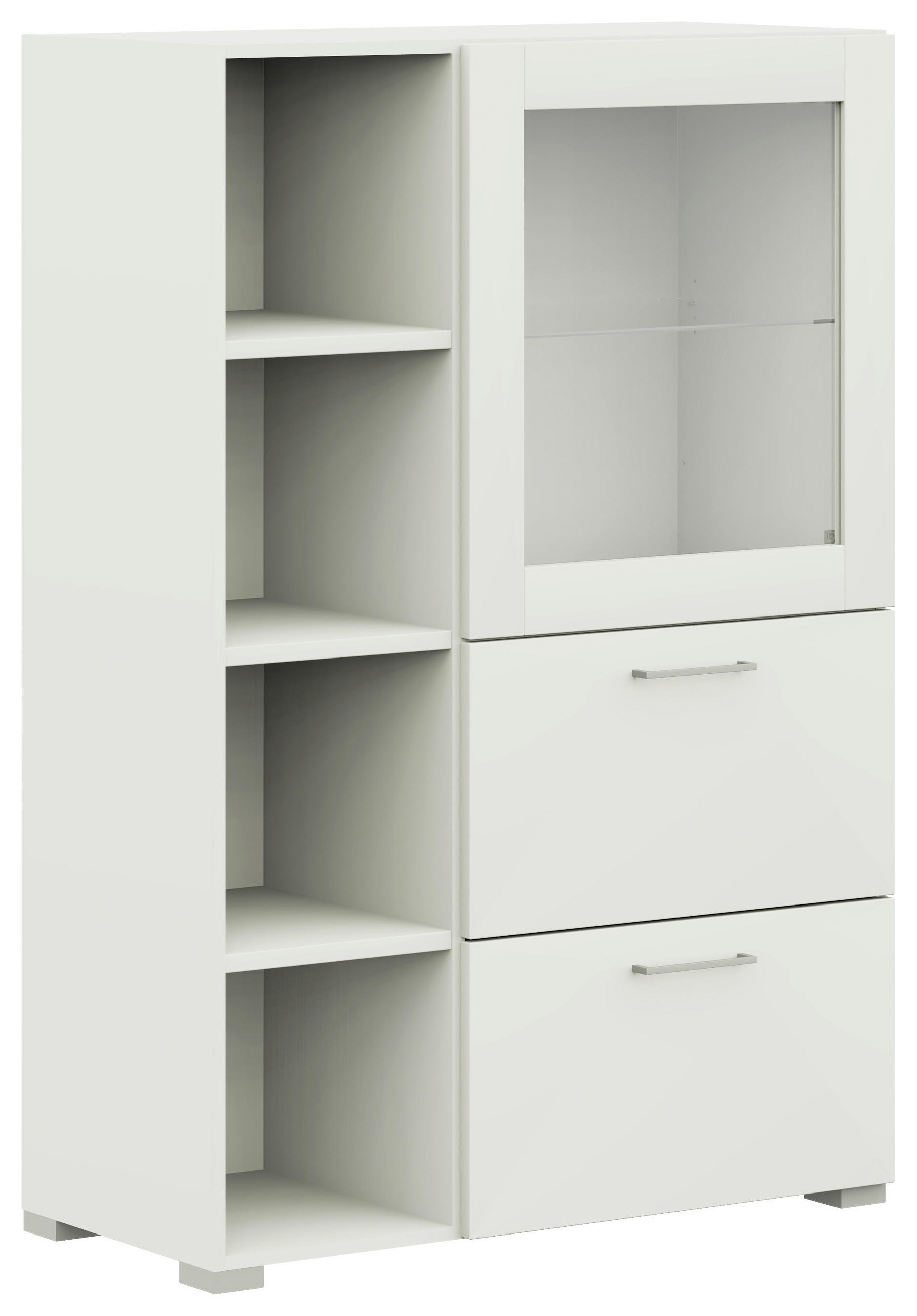 VITRINE in Weiss  - Weiss/Edelstahlfarben, Design, Glas/Holzwerkstoff (100/143,3/41,9cm) - Cantus