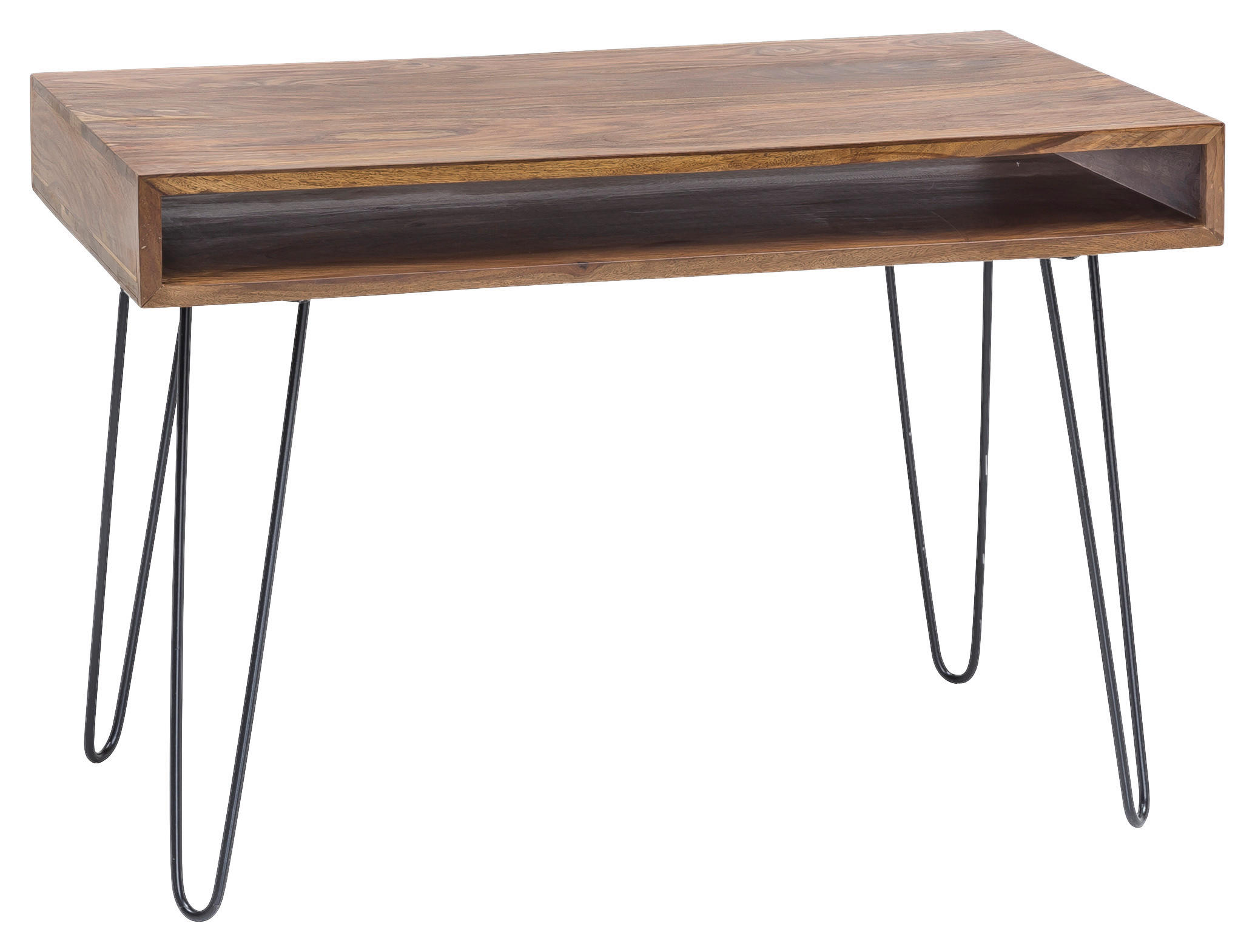 PÍSACÍ STÔL, farba indického palisandra, 110/60/76 cm - čierna/farba indického palisandra, Design, kov/drevo (110/60/76cm) - MID.YOU