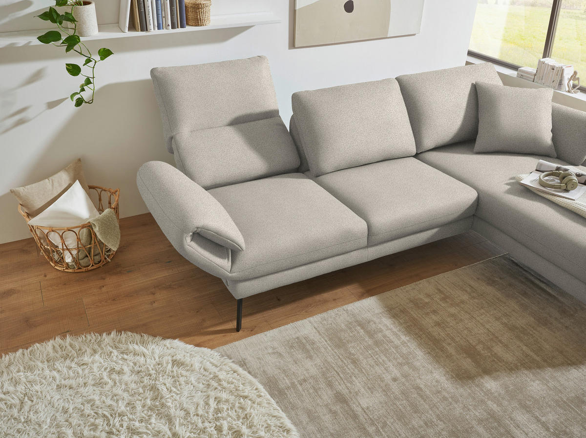 ECKSOFA  in Flachgewebe Naturfarben  255-365/175-224 cm  - Schwarz/Naturfarben, Design, Textil/Metall (255-365/175-224cm) - Dieter Knoll