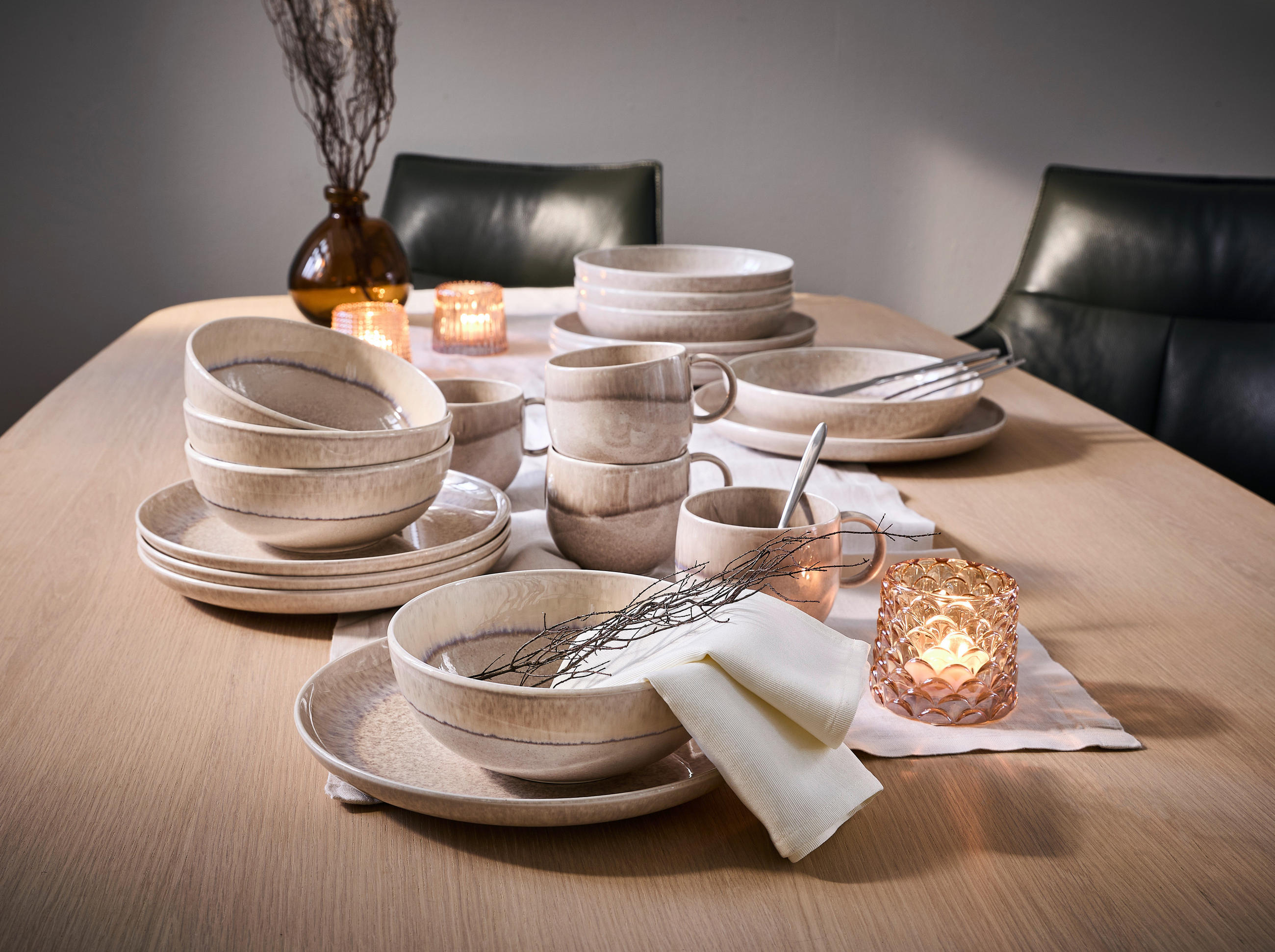 FRÜHSTÜCKSSERVICE Sandfarben 12-teilig Perlemor sand  - Sandfarben, KONVENTIONELL, Keramik (34,5/19,4/32,0cm) - like.Villeroy & Boch