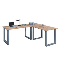 ECKSCHREIBTISCH 130/130/76 cm  in Silberfarben, Sonoma Eiche  - Silberfarben/Sonoma Eiche, Design, Holzwerkstoff/Metall (130/130/76cm) - MID.YOU
