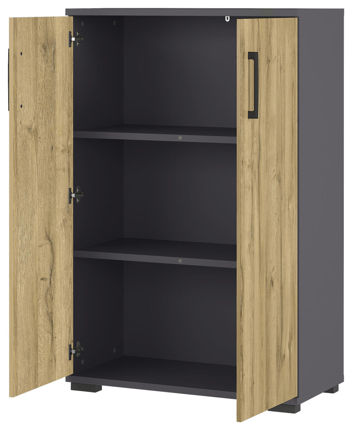AKTENSCHRANK Graphitfarben, Eichefarben  - Eichefarben/Graphitfarben, KONVENTIONELL, Holzwerkstoff (80/123/40cm) - Germania