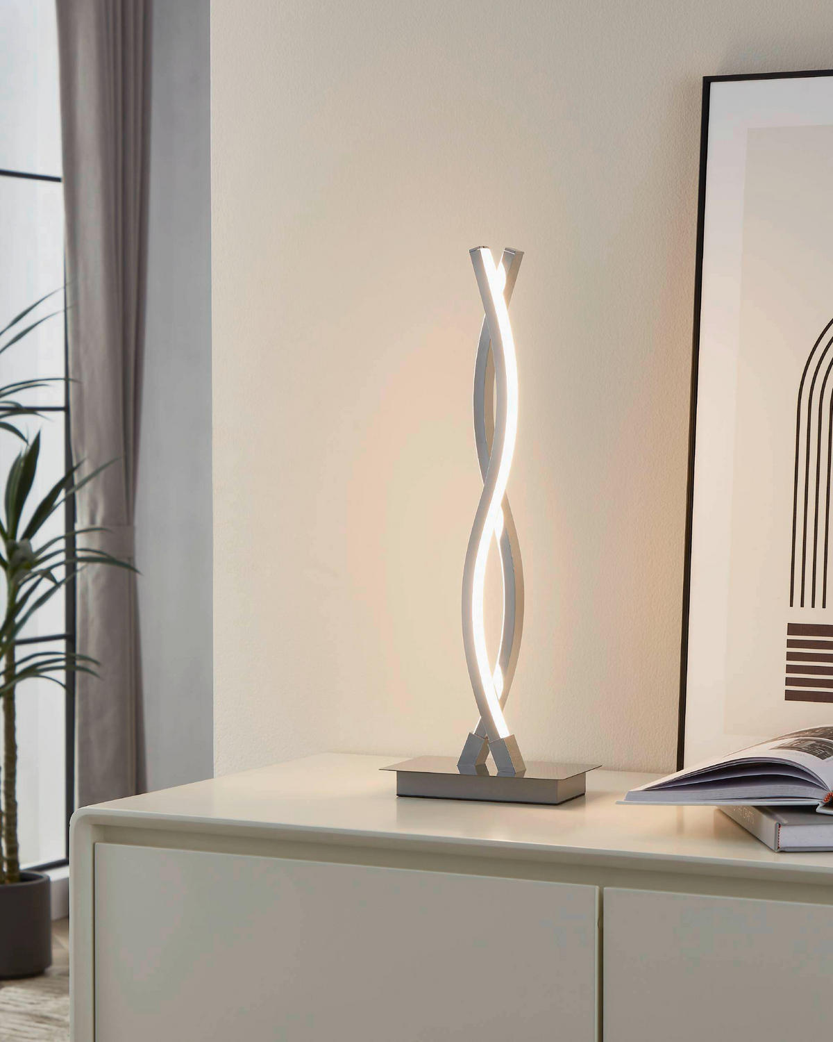 TISCHLEUCHTE 16/10/46 cm   - Chromfarben/Weiß, Design, Kunststoff/Metall (16/10/46cm) - Eglo