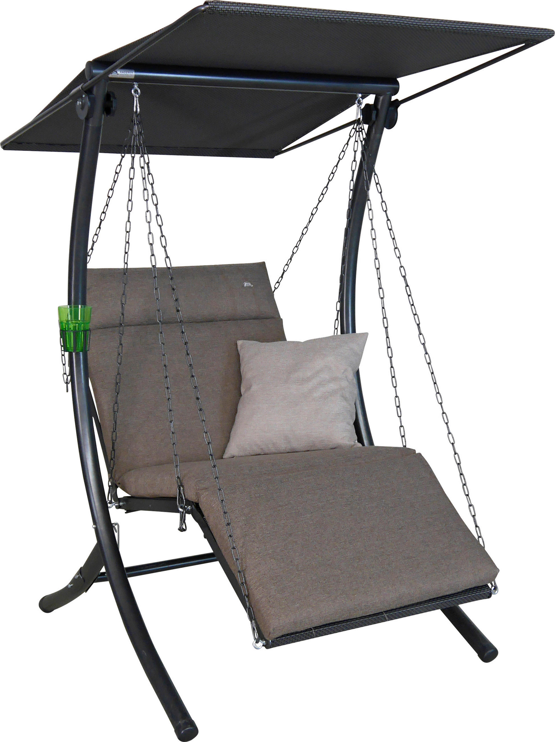 Boxxx Hollywoodschaukel Taupe, Olivgrün, Graubraun 100x160x145 cm