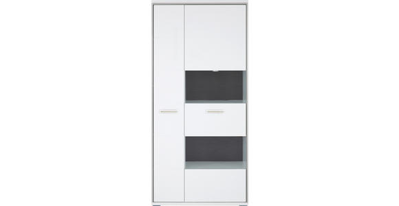 VITRINE in Grau, Weiß, Edelstahlfarben - Edelstahlfarben/Weiß, Design, Glas/Holzwerkstoff (94/201/38cm) - Xora