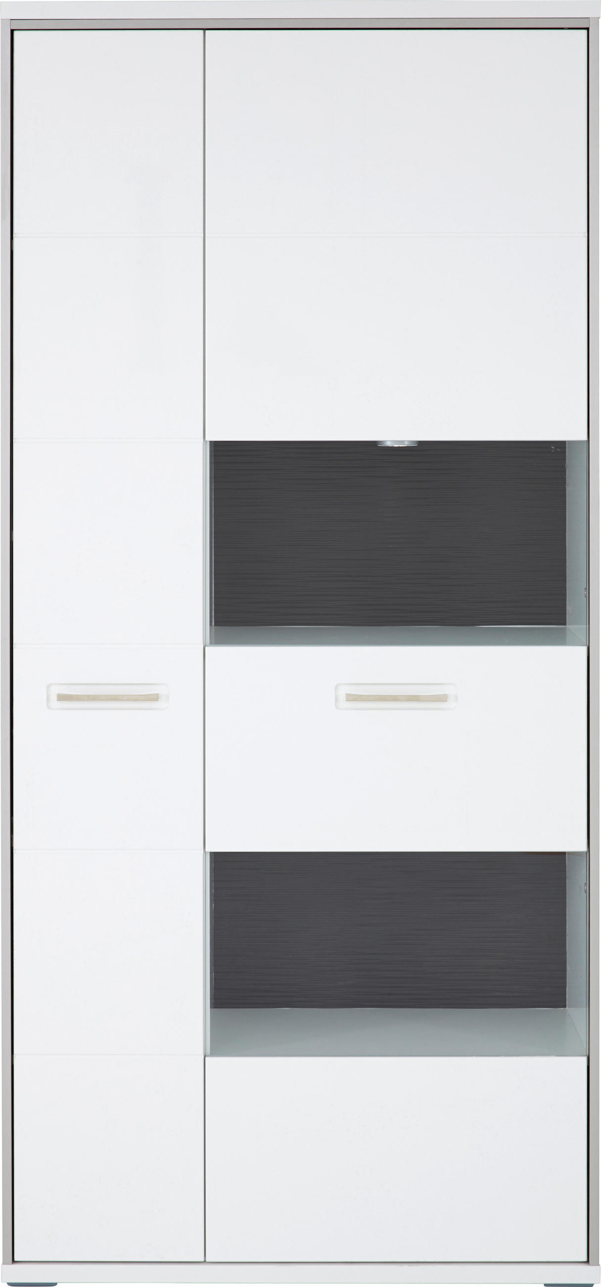 VITRINE  in Grau, Weiß, Edelstahlfarben  - Edelstahlfarben/Weiß, Design, Glas/Holzwerkstoff (94/201/38cm) - Xora