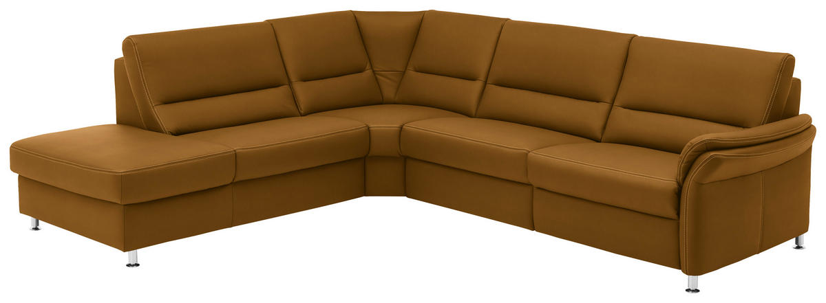 ECKSOFA in Echtleder Currygelb  249/288 cm  - Currygelb/Beige, Design, Leder/Metall (249/288cm) - Beldomo Premium