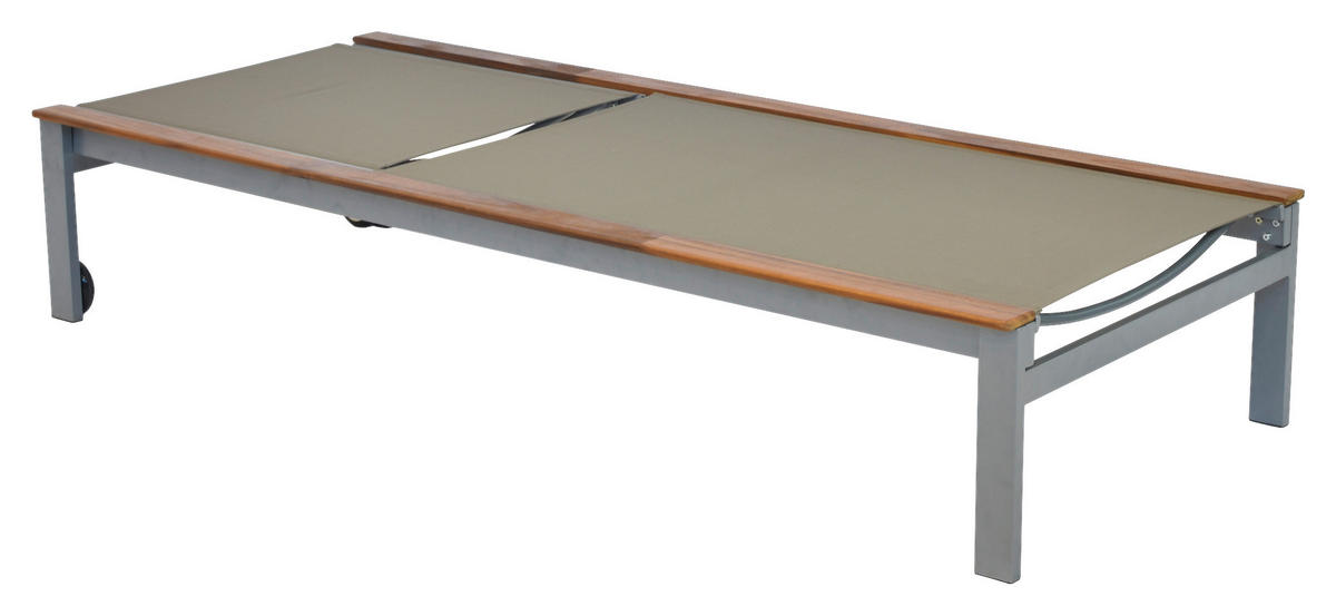 GARTENLIEGE 198/103/84 cm Akazie  - Beige/Silberfarben, MODERN, Holz/Metall (198/103/84cm) - Gardenson