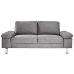 2-SITZER-SOFA in Mikrofaser Grau  - Chromfarben/Beige, Design, Textil/Metall (194/86/97cm) - Hom`in