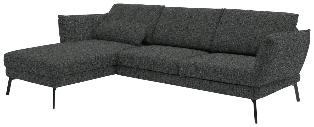 ECKSOFA in Flachgewebe Anthrazit  175/277 cm  - Anthrazit/Schwarz, Design, Textil/Metall (175/277cm) - Schöner Wohnen