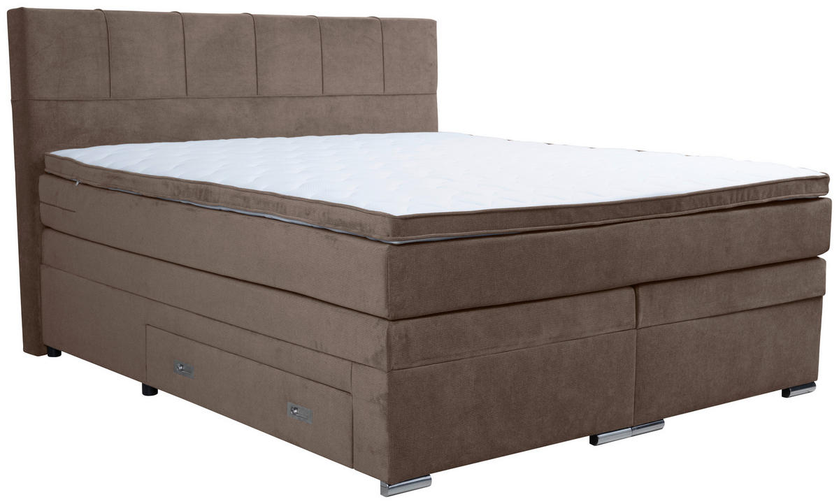 BOXSPRINGBETT 180/200 cm  in Braun  - Chromfarben/Braun, Design, Holz/Holzwerkstoff (180/200cm) - Boxxx