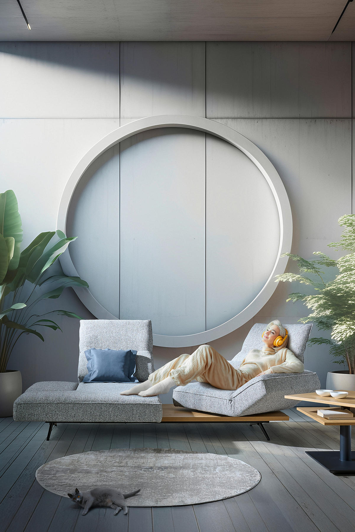 ECKSOFA Beige Chenille  - Beige/Schwarz, Design, Holz/Textil (132/240cm) - Koinor